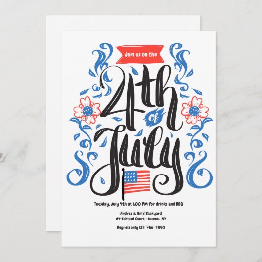 Uitnodiging voor 4 juli (Voorkant / Achterkant)