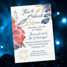 Uitnodiging voor 4 juli 250ste feestviering VS