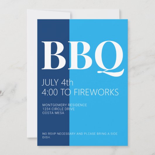 Uitnodiging voor 4 juli BBQ-feest (Voorkant)