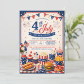 Uitnodiging voor 4 juli BBQ Picknick Feest (Staand voorkant)