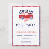 Uitnodiging voor 4 juli Land Of Free BQ-feest (Voorkant)