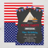 Uitnodiging voor 4 juli picknickfeest (Voorkant / Achterkant)