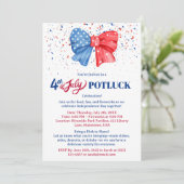 Uitnodiging voor 4 juli-potluck (Staand voorkant)