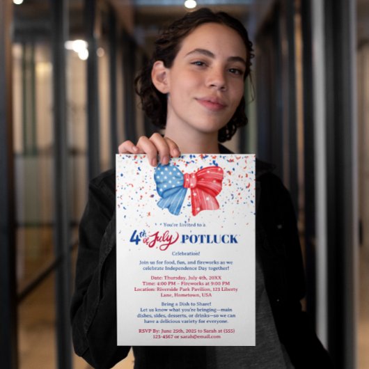 Uitnodiging voor 4 juli-potluck flyer