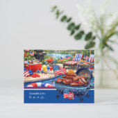 Uitnodiging voor 4 juli viering barbecuefeest (Staand voorkant)