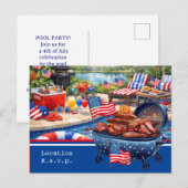 Uitnodiging voor 4 juli viering barbecuefeest (Voorkant / Achterkant)