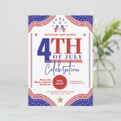 Uitnodiging voor 4 juli-viering Patriotisch ontwer (Staand voorkant)