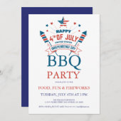 Uitnodiging voor 4 juli vuurwerk BBQ-feest (Voorkant / Achterkant)
