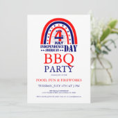 Uitnodiging voor 4 juli vuurwerk BBQ-feest (Staand voorkant)