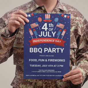 Uitnodiging voor 4 juli vuurwerk & vlaggen BBQ-fee