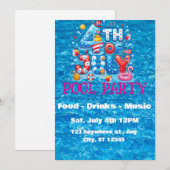 Uitnodiging voor 4 juli zwembadfeest (Voorkant / Achterkant)