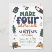 Uitnodiging voor 4de verjaardag Made For Adventure (Voorkant)