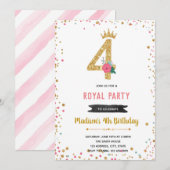 Uitnodiging voor 4de verjaardag prinses (Voorkant / Achterkant)