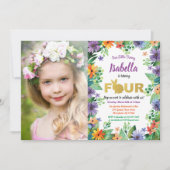 Uitnodiging voor 4de verjaardagsfeestje met Pasen  (Voorkant)