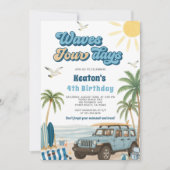 Uitnodiging voor 4e verjaardag met surfthema - Gol (Voorkant)