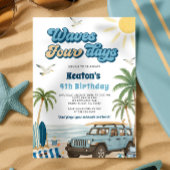 Uitnodiging voor 4e verjaardag met surfthema - Gol