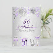 Uitnodiging voor 50 & Fabulous verjaardagsfeest (Staand voorkant)