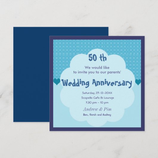 Uitnodiging voor 50-jarig huwelijksfeest (Voorkant / Achterkant)