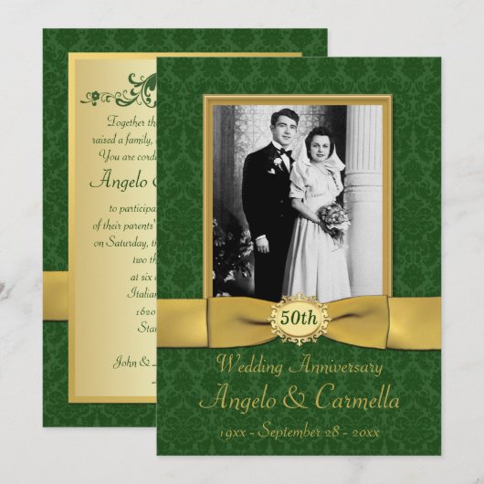 Uitnodiging voor 50-jarig huwelijksjubileum in gro (Voorkant / Achterkant)