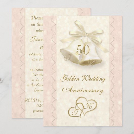 Uitnodiging voor 50-jarig huwelijksjubileum met be (Voorkant / Achterkant)