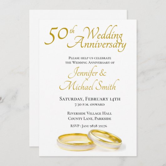 Uitnodiging voor 50-jarig huwelijksjubileum met ri (Voorkant / Achterkant)