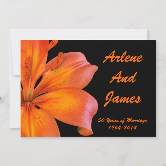 Uitnodiging voor 50-jarig jubileum diner lelie op (Voorkant)