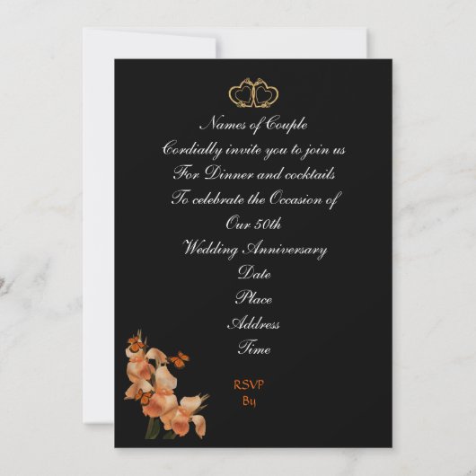 Uitnodiging voor 50-jarig jubileum diner lelie op  (Achterkant)