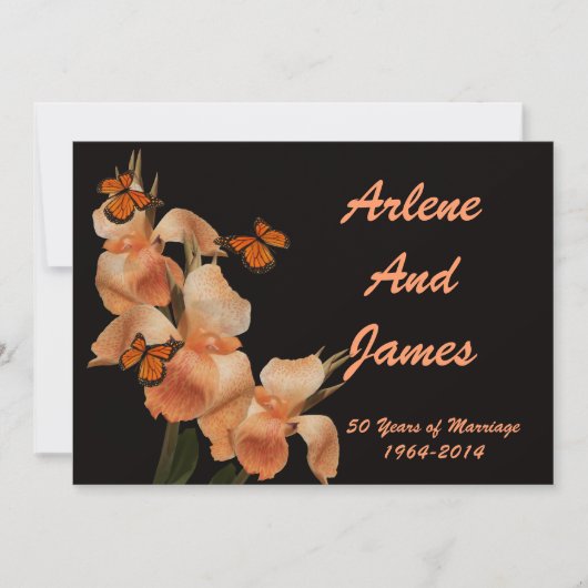 Uitnodiging voor 50-jarig jubileum diner op zwart (Voorkant)