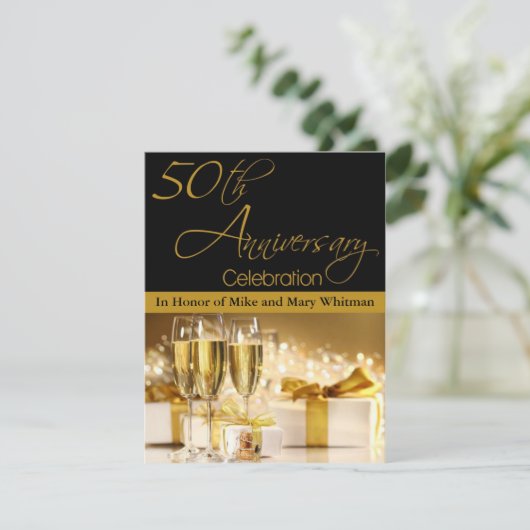 Uitnodiging voor 50-jarig jubileumfeest (Staand voorkant)