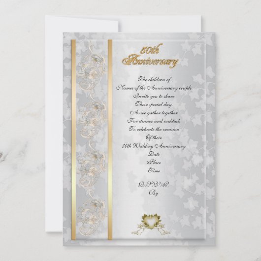 Uitnodiging voor 50-jarig jubileumfeest elegant (Voorkant)