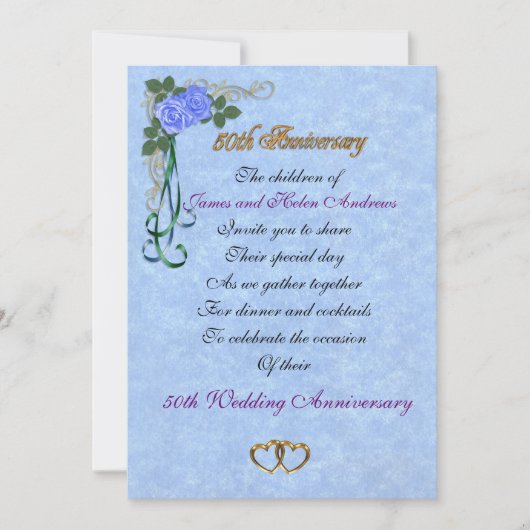 Uitnodiging voor 50-jarig jubileumfeest voor ouder (Voorkant)