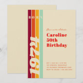 Uitnodiging voor 50 Retro Birthday Party (Voorkant / Achterkant)