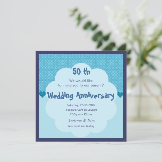 Uitnodiging voor 50-ste Jubileum bruiloft (Staand voorkant)