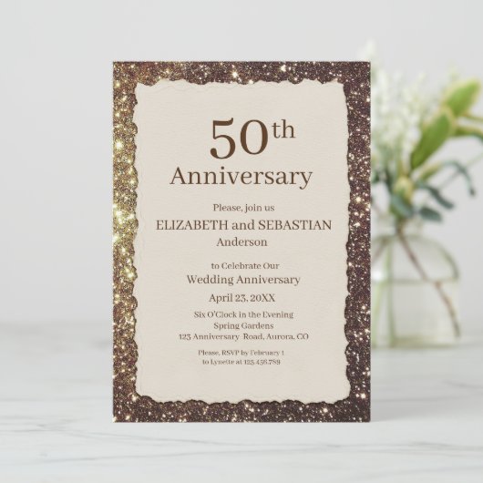 Uitnodiging voor 50e bruiloft Jubileum (Staand voorkant)