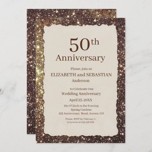 Uitnodiging voor 50e bruiloft Jubileum (Voorkant / Achterkant)