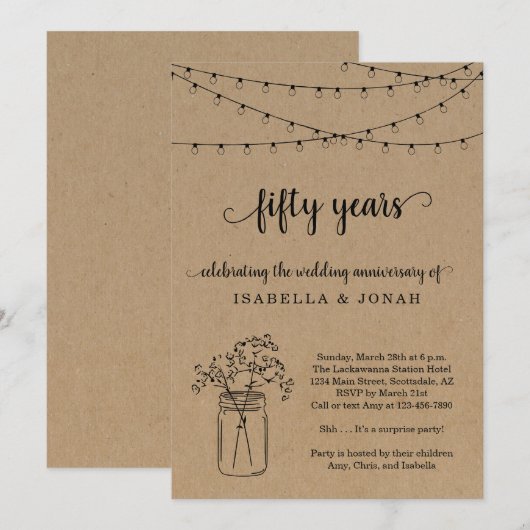 Uitnodiging voor 50e bruiloft Jubileum (Voorkant / Achterkant)