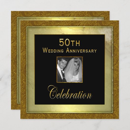 Uitnodiging voor 50e bruiloft Jubileum - Foto invo (Voorkant / Achterkant)