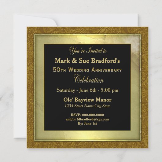 Uitnodiging voor 50e bruiloft Jubileum - Foto invo (Achterkant)