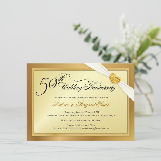 Uitnodiging voor 50e bruiloft Jubileum verrassende (Staand voorkant)
