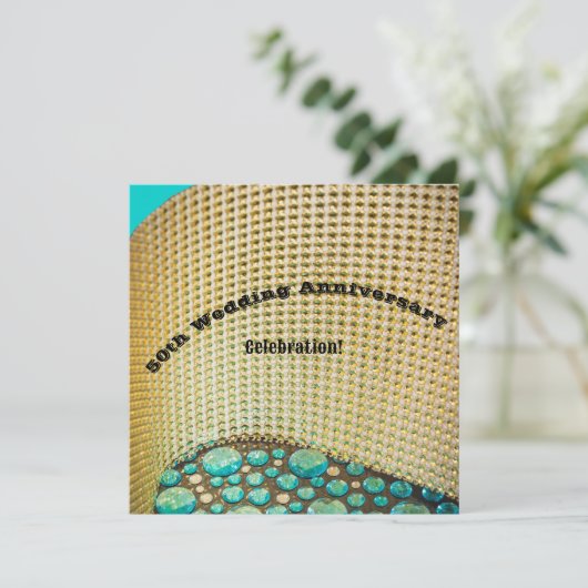 Uitnodiging voor 50e Golden Wedding Jubileum Party (Staand voorkant)