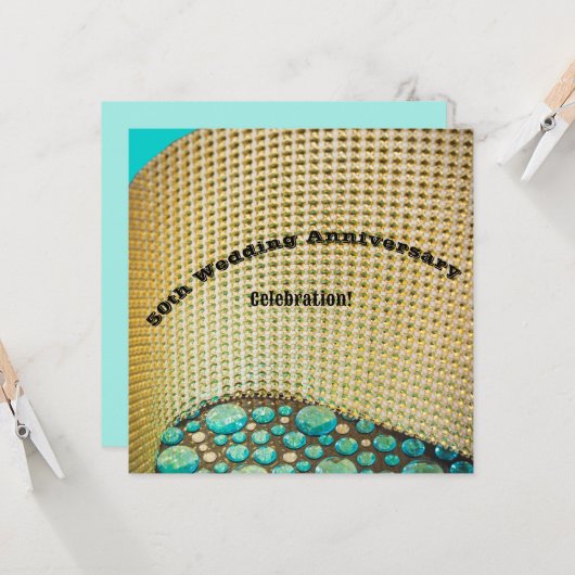 Uitnodiging voor 50e Golden Wedding Jubileum Party (Voorkant / Achterkant in situ)