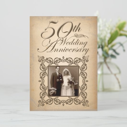  uitnodiging voor 50e trouwdag (Staand voorkant)
