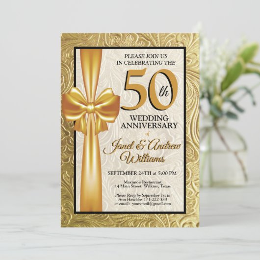 Uitnodiging voor 50e trouwdag (Staand voorkant)