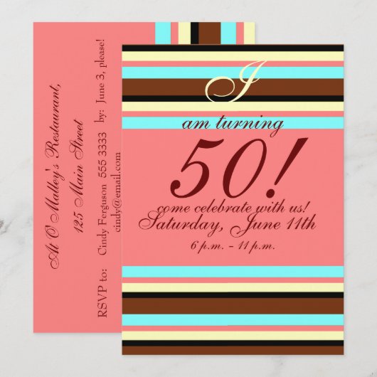 Uitnodiging voor 50e verjaardag (Voorkant / Achterkant)