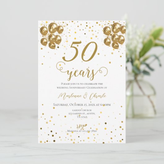 uitnodiging voor 50e verjaardag (Staand voorkant)