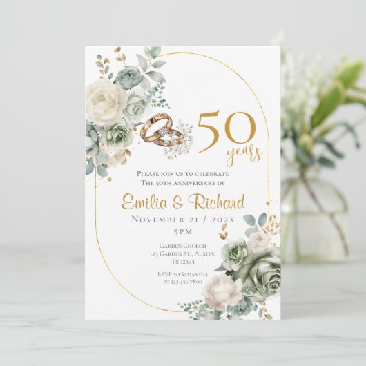 uitnodiging voor 50e verjaardag (Staand voorkant)