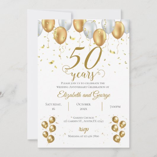 uitnodiging voor 50e verjaardag (Voorkant)