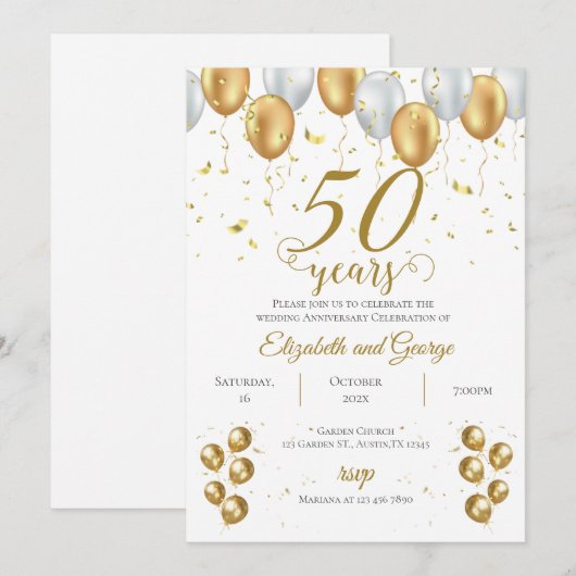 uitnodiging voor 50e verjaardag (Voorkant / Achterkant)