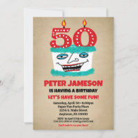 Uitnodiging voor 50e verjaardag Funny Cake Casual 