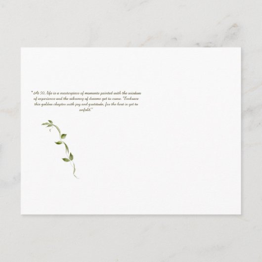 Uitnodiging voor 50e verjaardag met gouden thema (Achterkant)